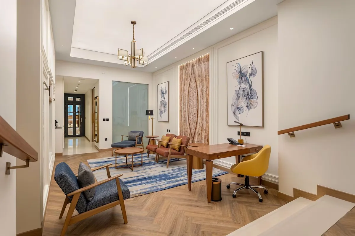 Living and dining interior at the Ajman hospitality project